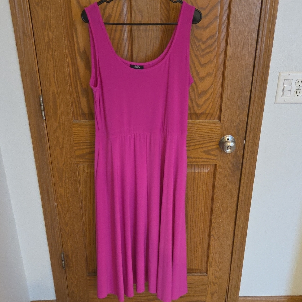 Sleeveless Scoop-Neck Maxi Dress in Bright Fuchsia